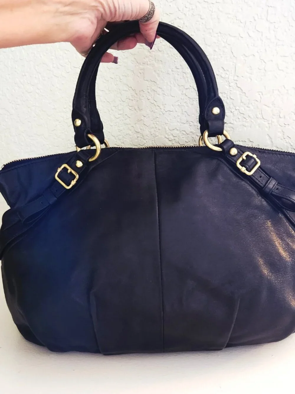 Euc Coach Madison Sophia Black Leather Shoulder Bag Handbag Purse